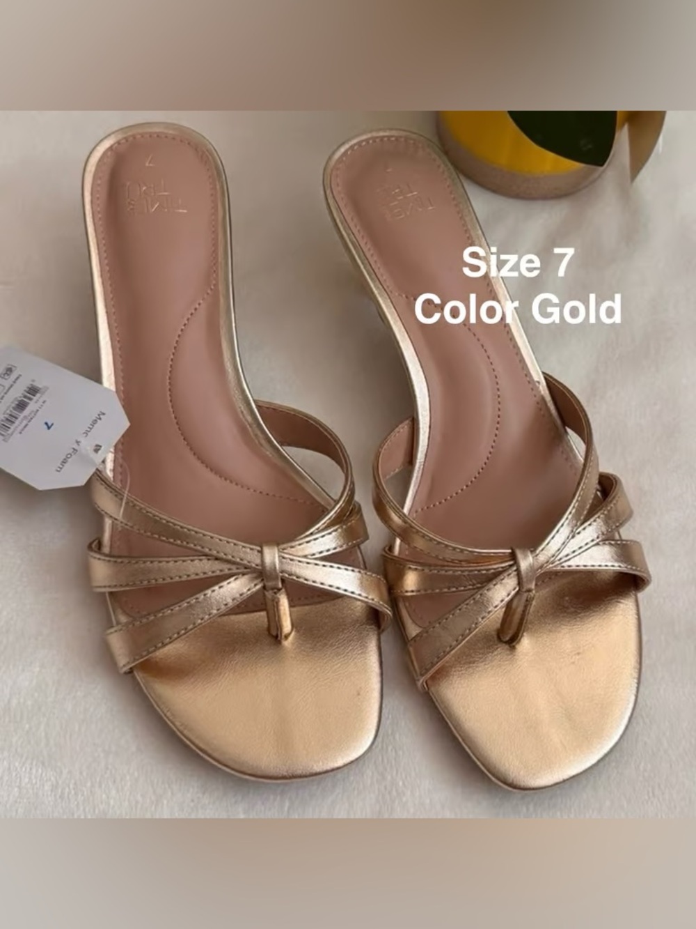 Time and Tru Gold Knot Slide Mules